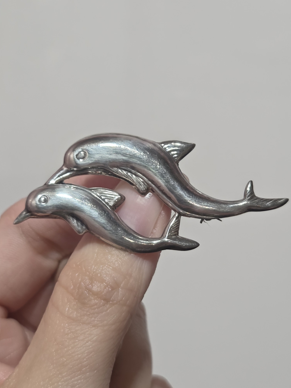 Sterling Silver Dolphin Brooch Duo - Elegant Women's Jewelry